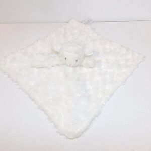 Carters White Plush  Swirl Lamb Sheep Security Blanket w Pacifier Holder Rosette